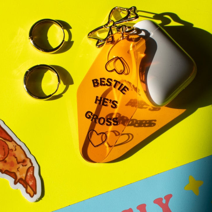 Bestie He's Gross Motel Keychain