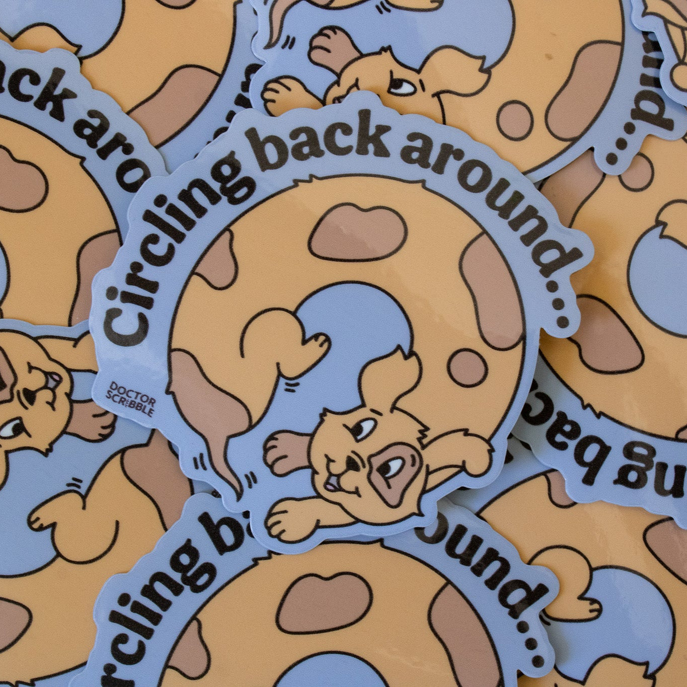 Circling Back Around Weiner Dog Vinyl Sticker