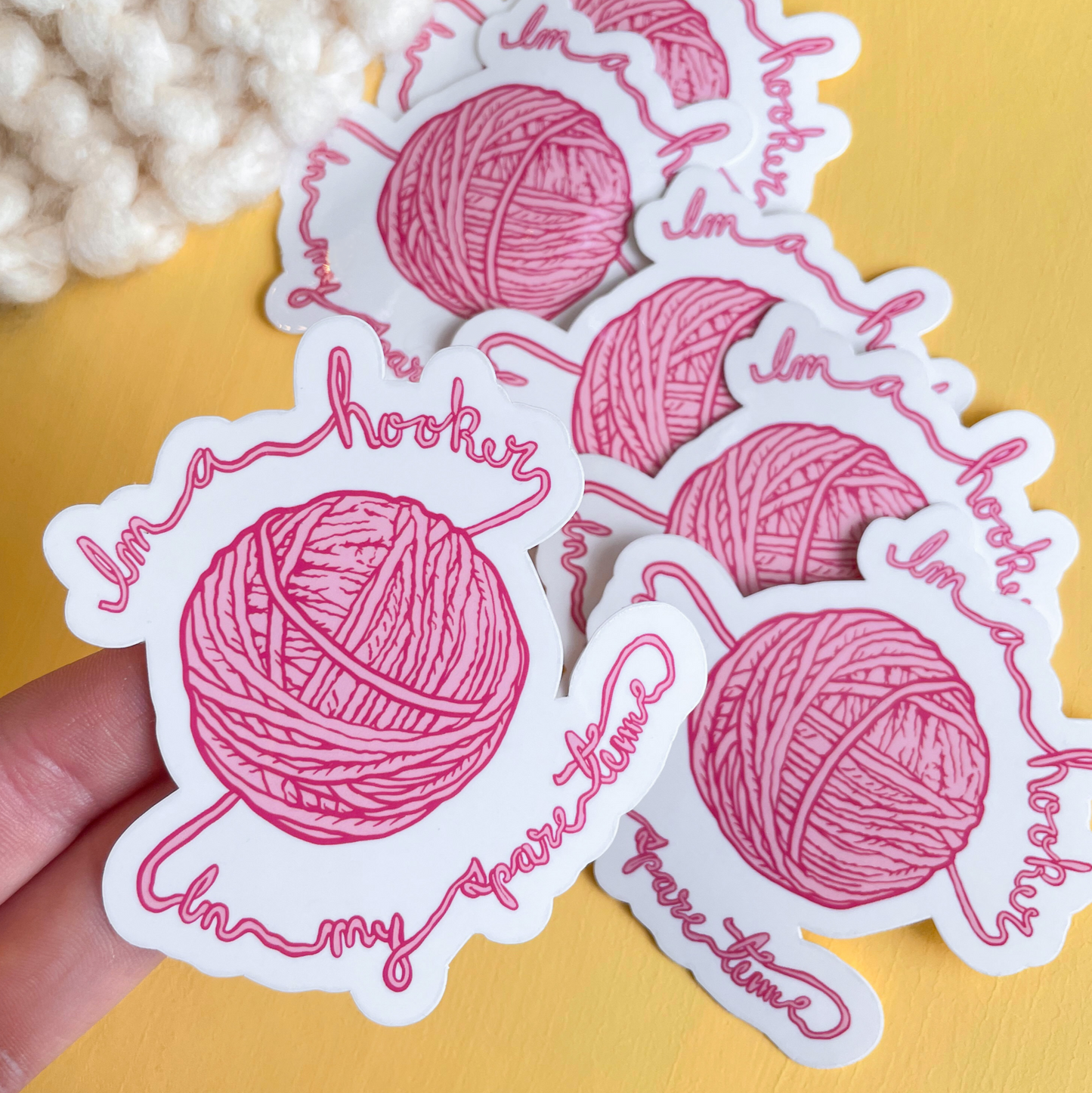 Hooker in My Spare Time Yarn Vinyl Sticker