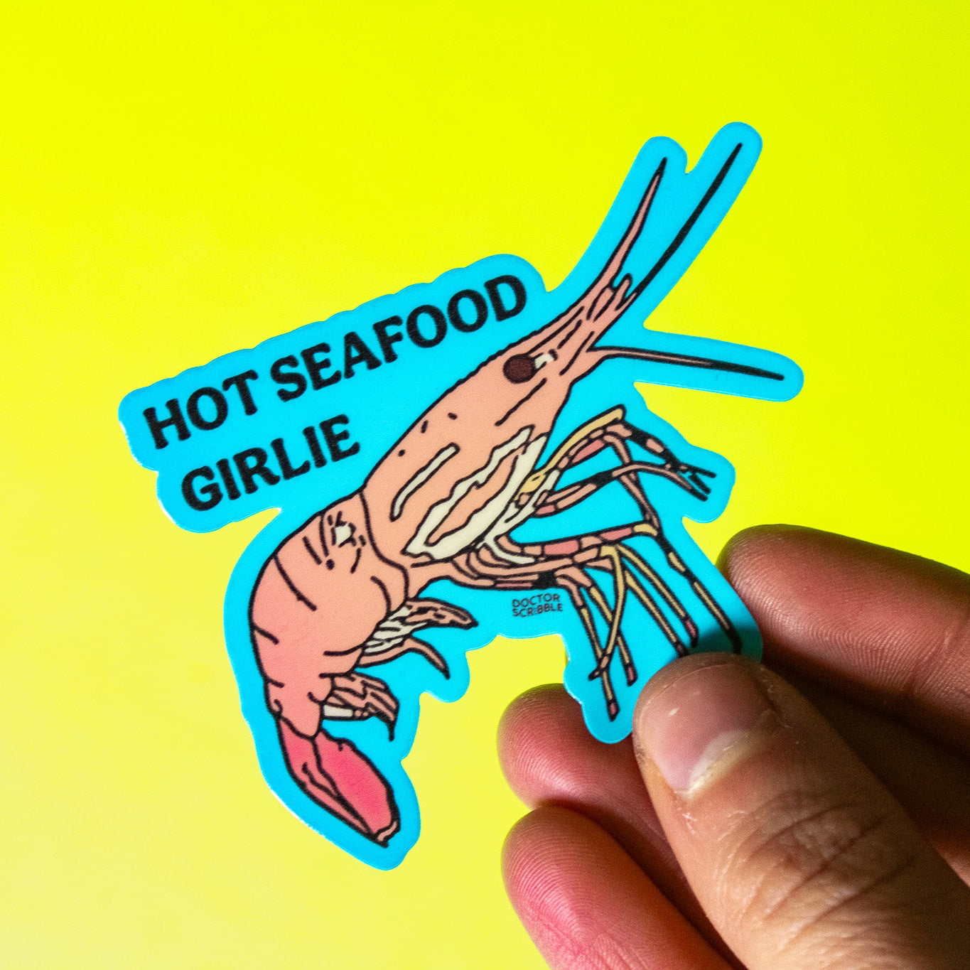 Hot Seafood Girlie Shrimp Vinyl Sticker