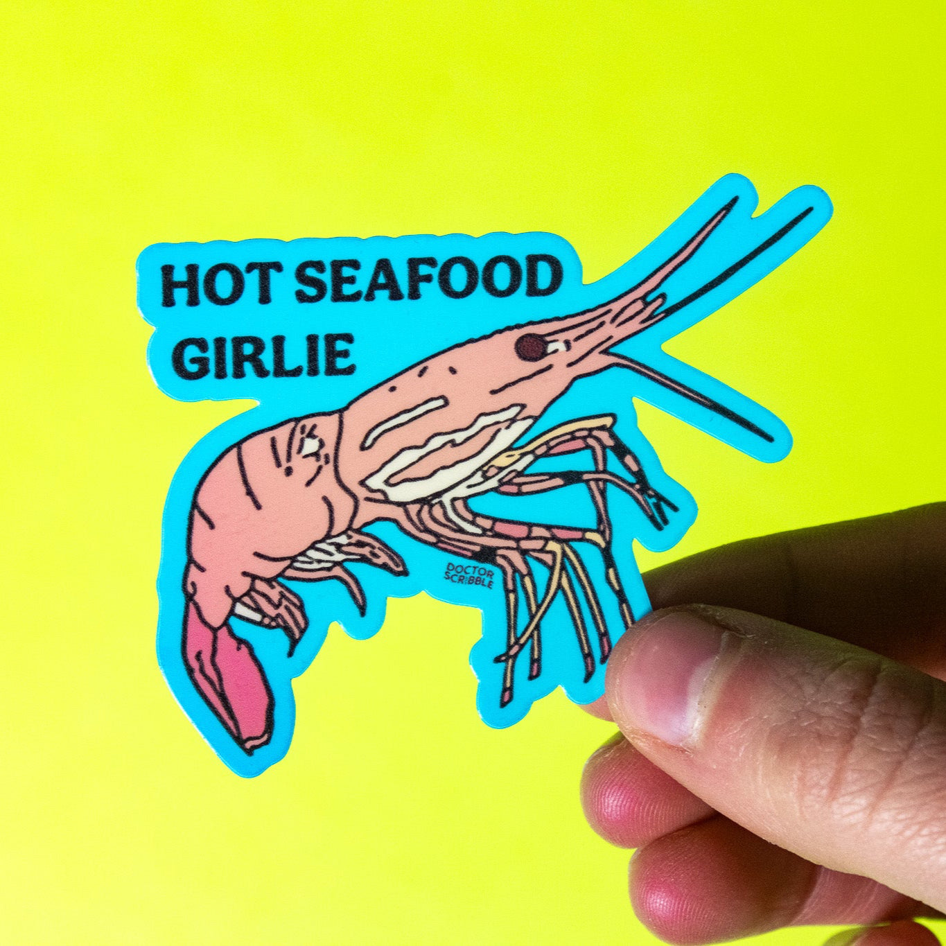 Hot Seafood Girlie Shrimp Vinyl Sticker
