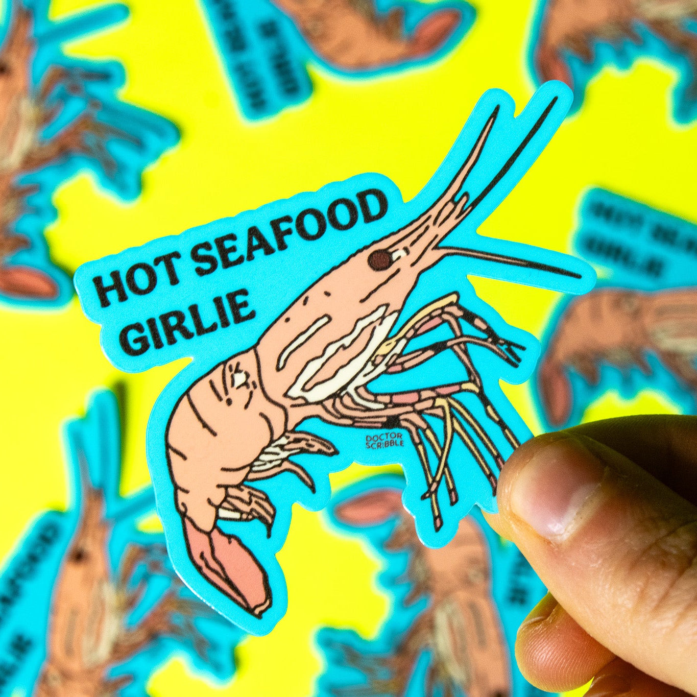 Hot Seafood Girlie Shrimp Vinyl Sticker