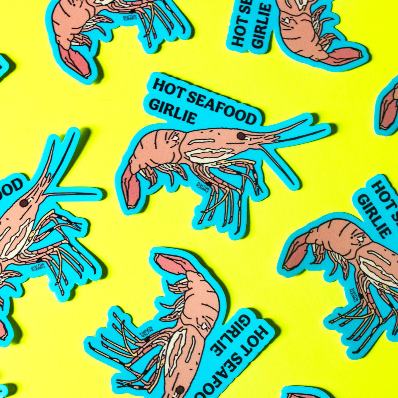 Hot Seafood Girlie Shrimp Vinyl Sticker