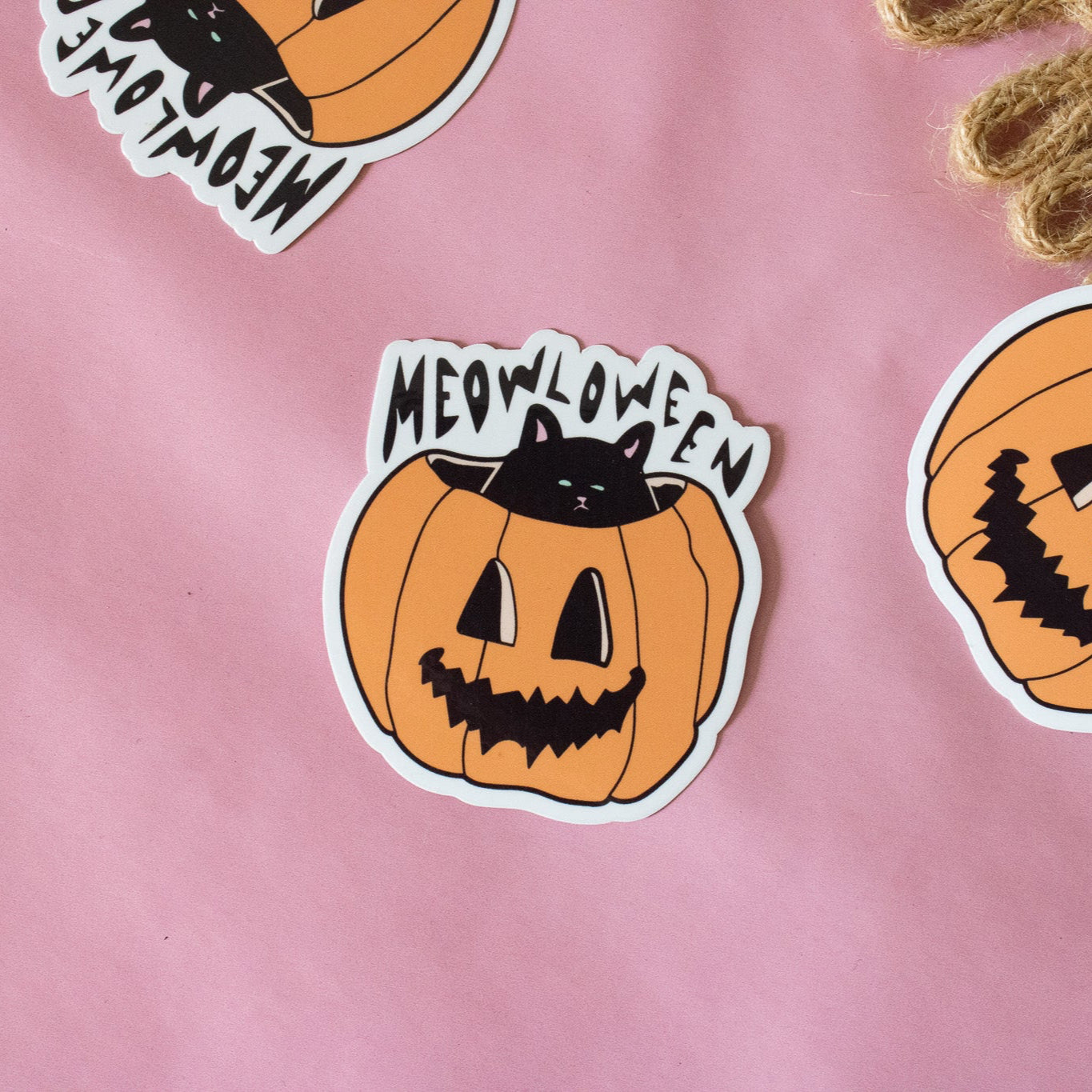 Meowloween Pumpkin Cat Vinyl Sticker
