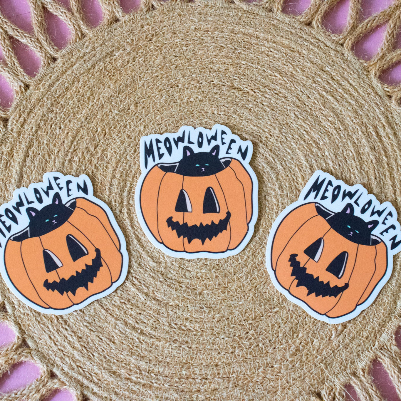 Meowloween Pumpkin Cat Vinyl Sticker