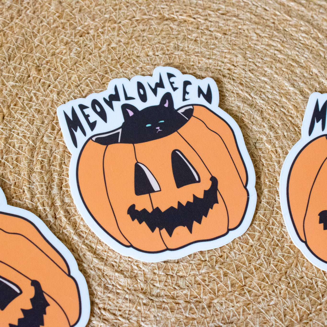 Meowloween Pumpkin Cat Vinyl Sticker