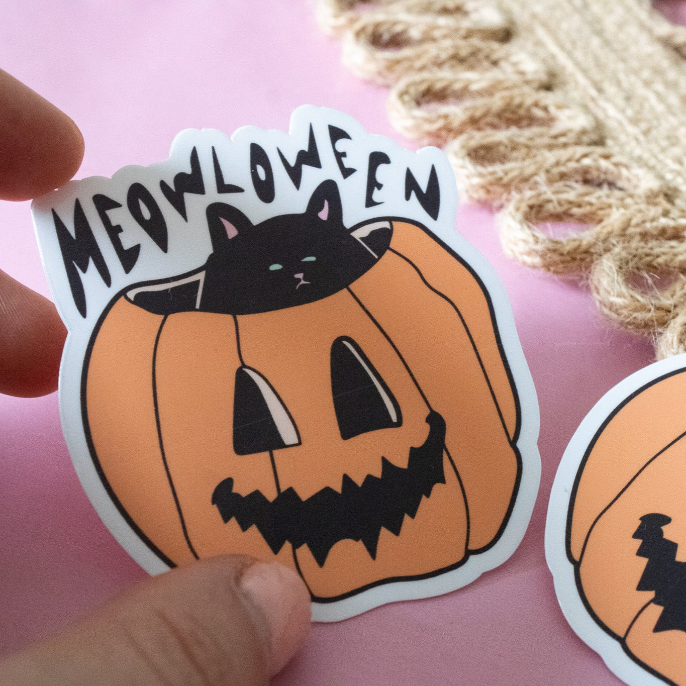 Meowloween Pumpkin Cat Vinyl Sticker