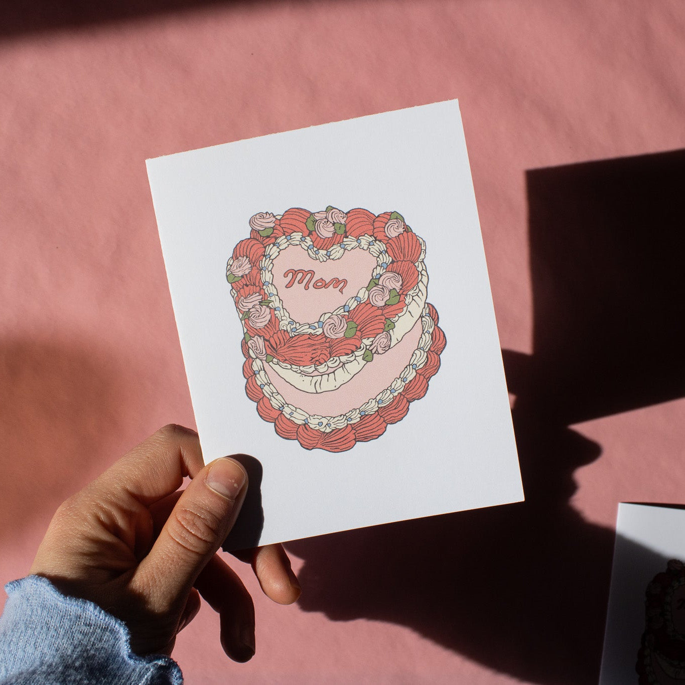 Mom Vintage Heart Cake Greeting Card