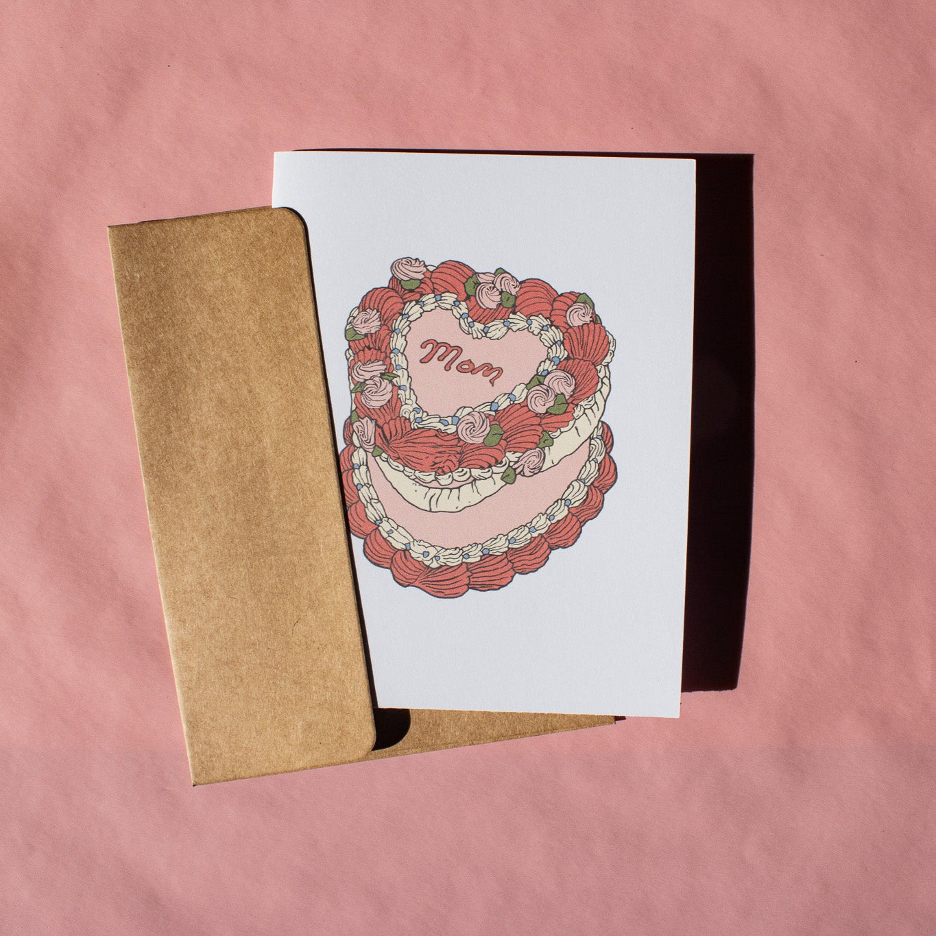 Mom Vintage Heart Cake Greeting Card