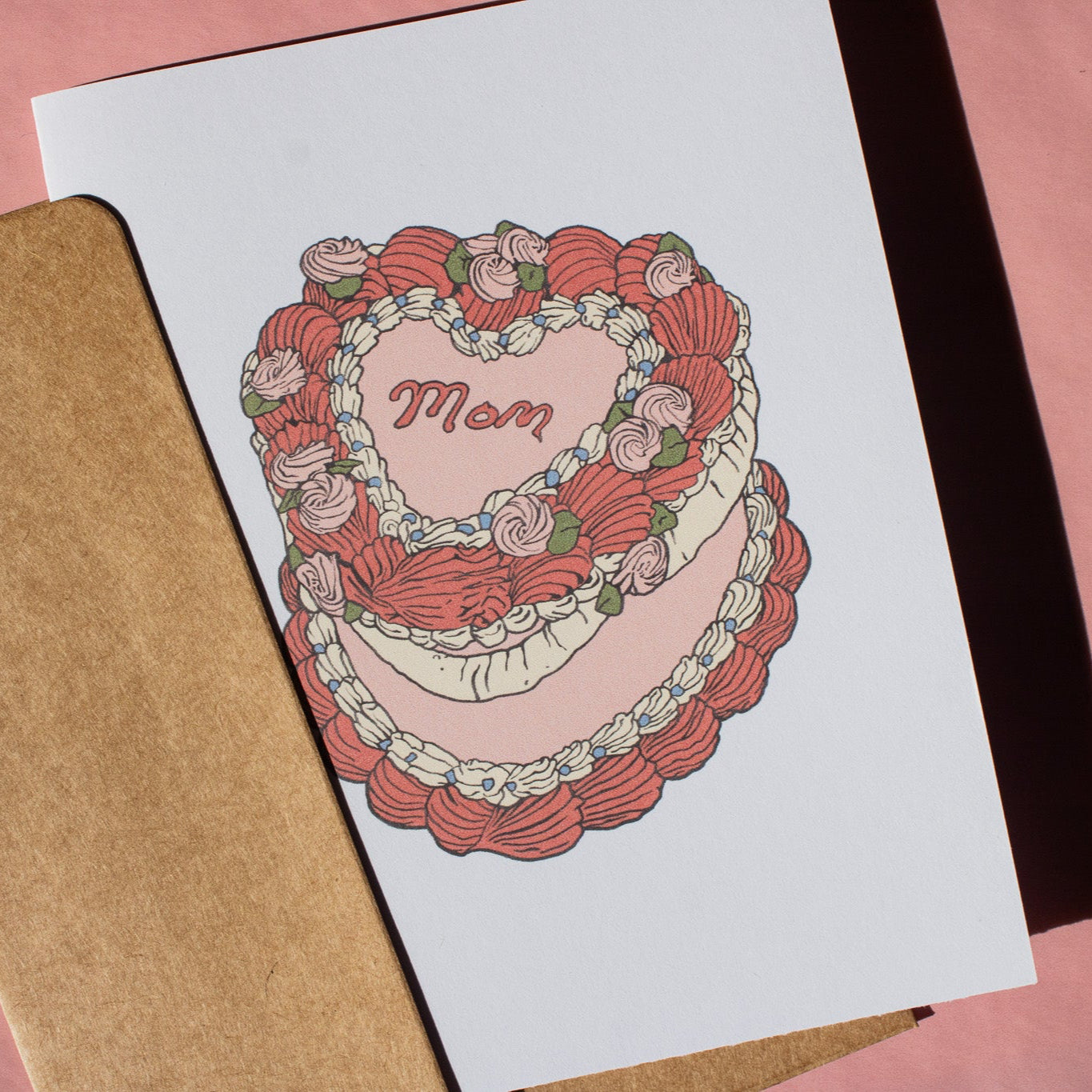 Mom Vintage Heart Cake Greeting Card