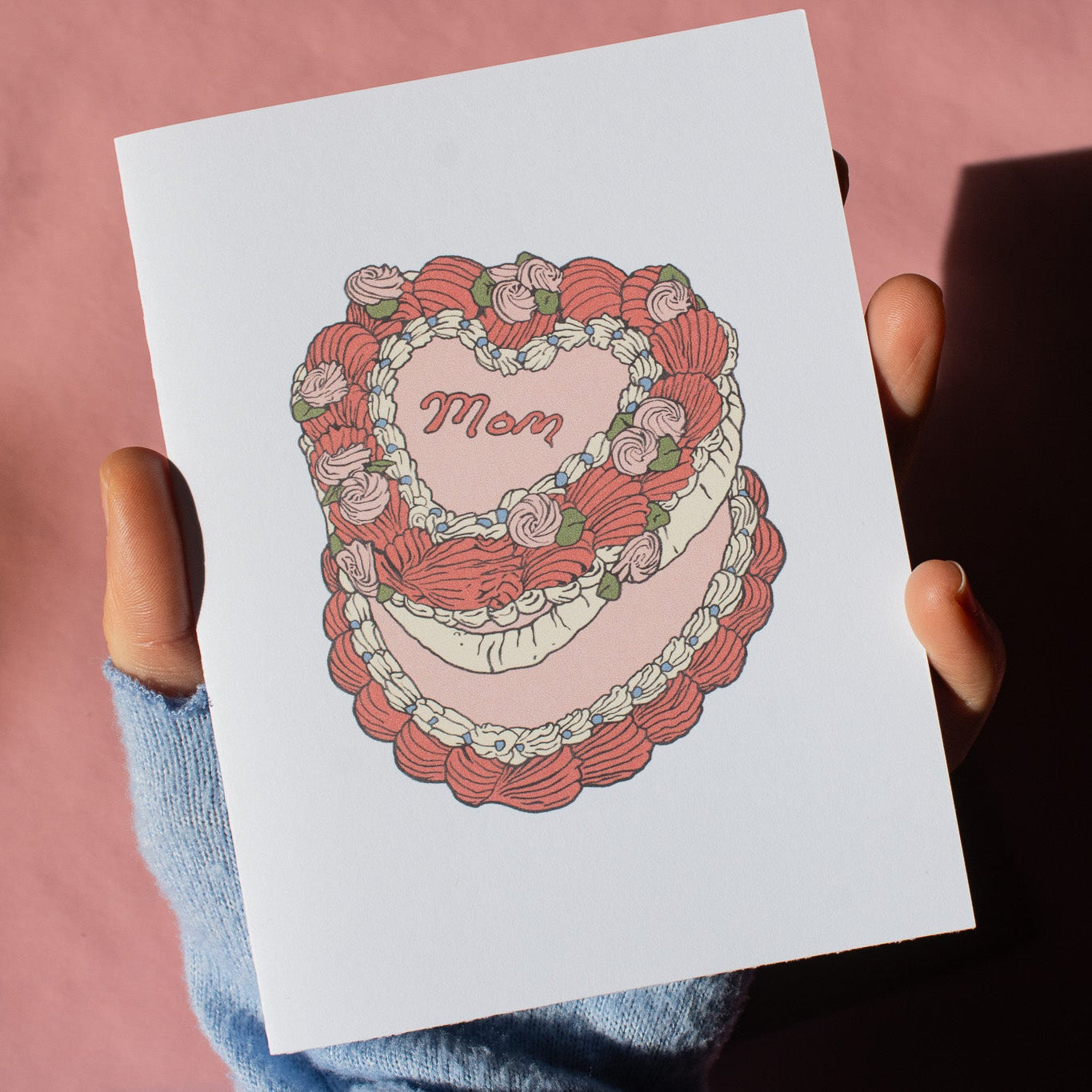 Mom Vintage Heart Cake Greeting Card