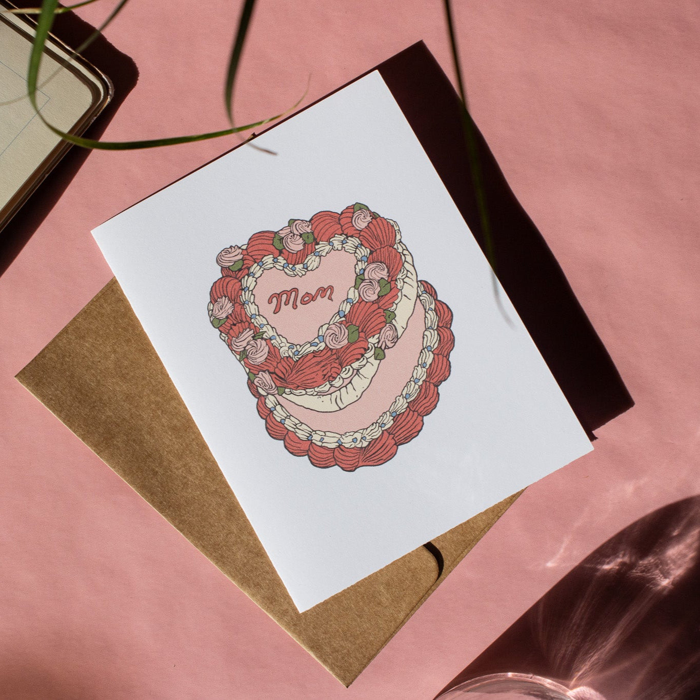 Mom Vintage Heart Cake Greeting Card