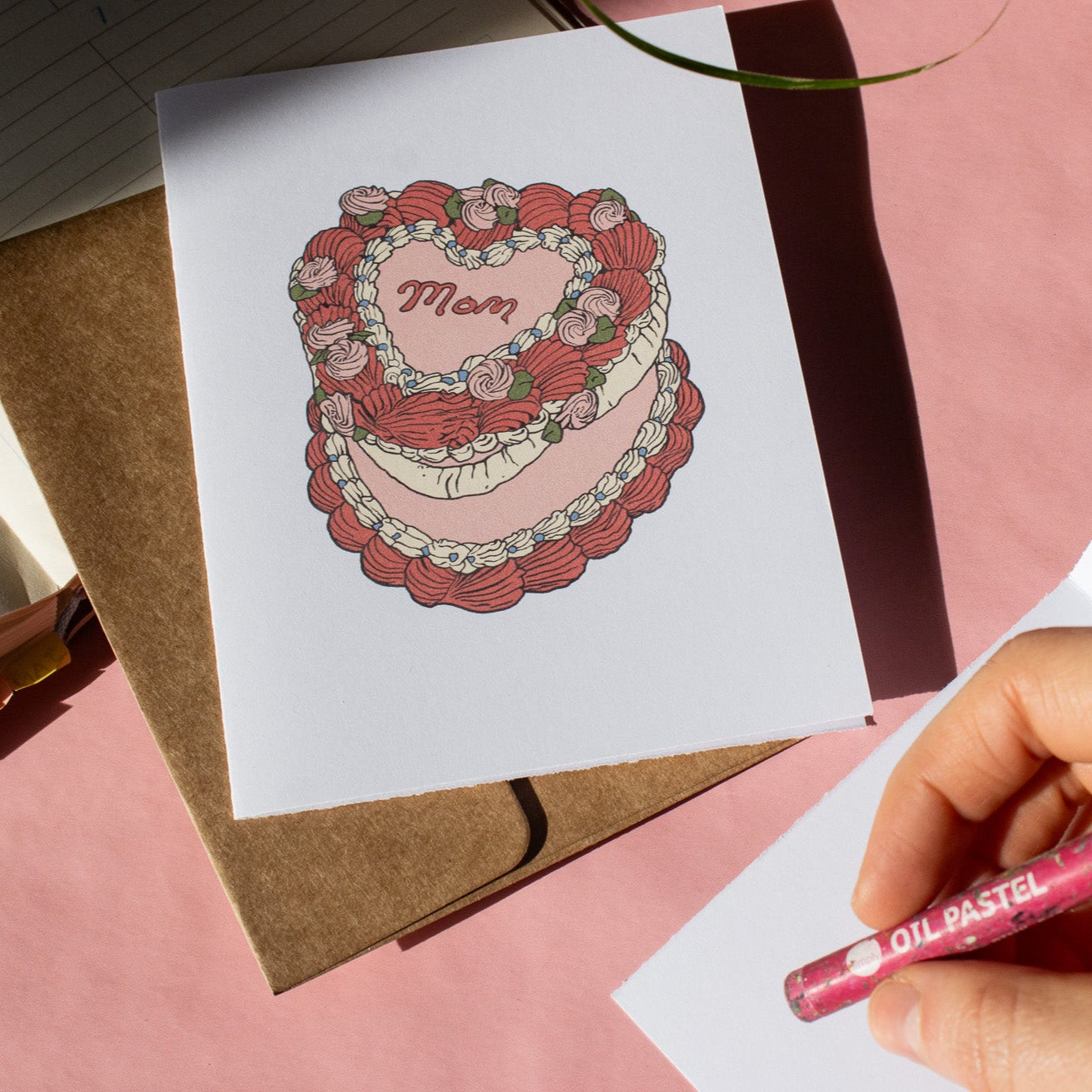 Mom Vintage Heart Cake Greeting Card