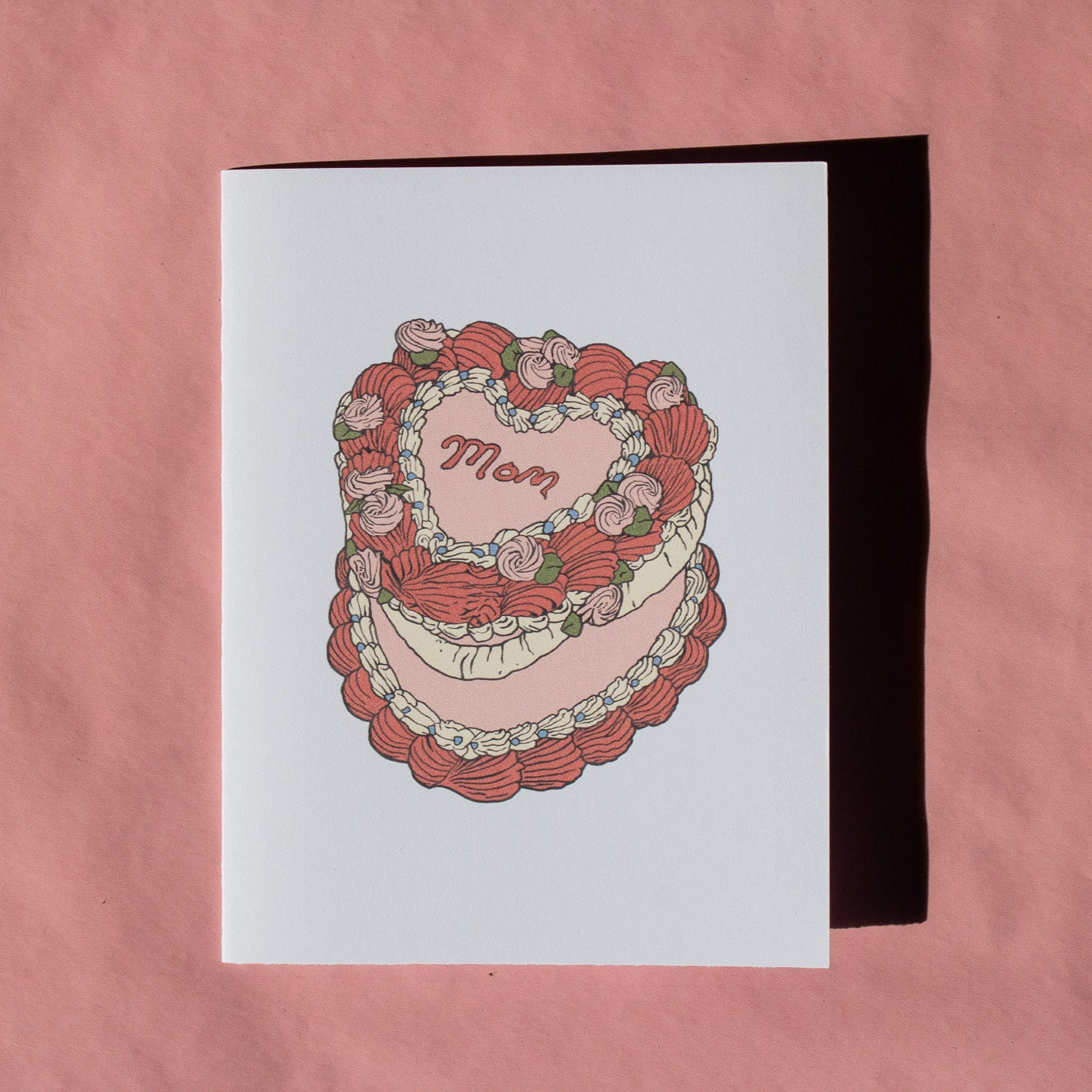 Mom Vintage Heart Cake Greeting Card