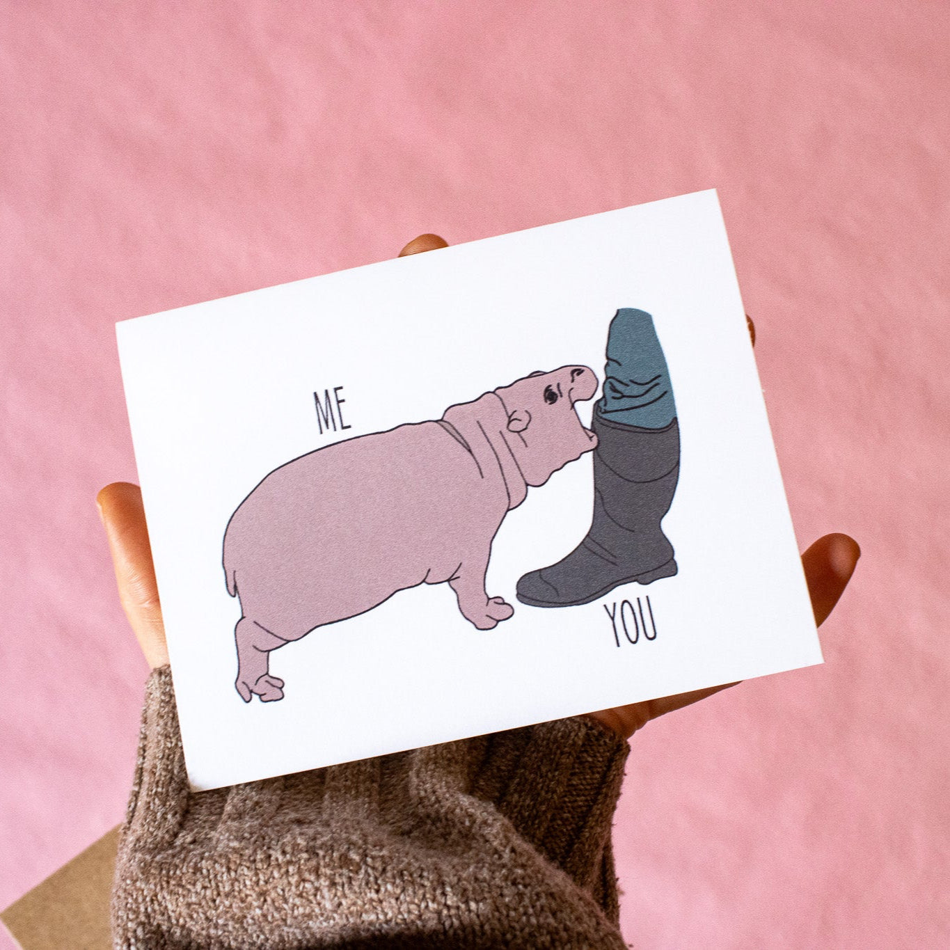 Moo Deng Hippo Greeting Card