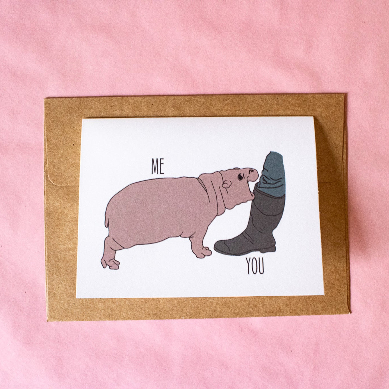 Moo Deng Hippo Greeting Card