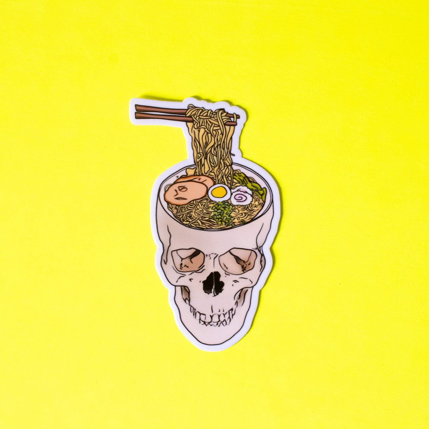 Ramen Noodle Skull Vinyl Sticker