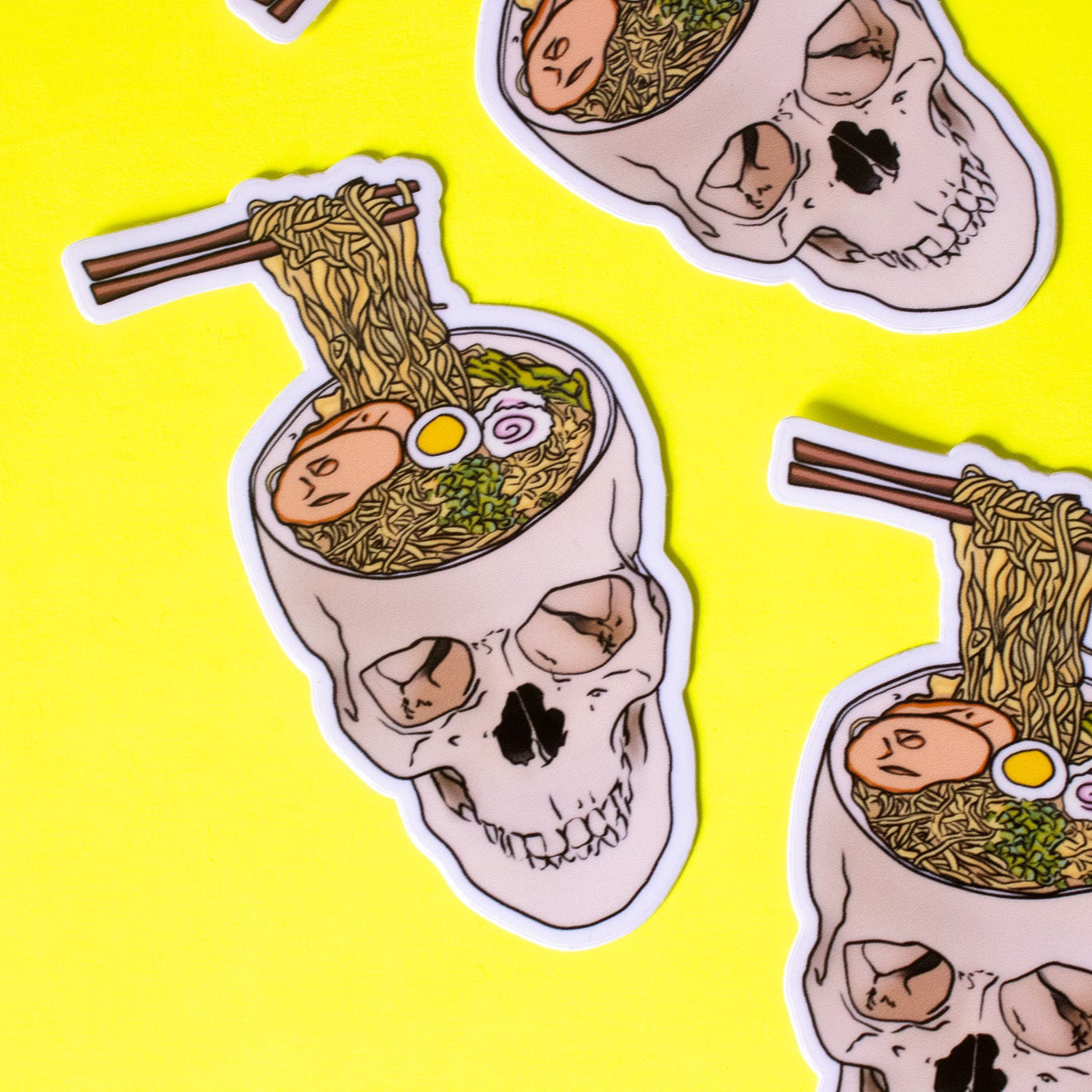 Ramen Noodle Skull Vinyl Sticker
