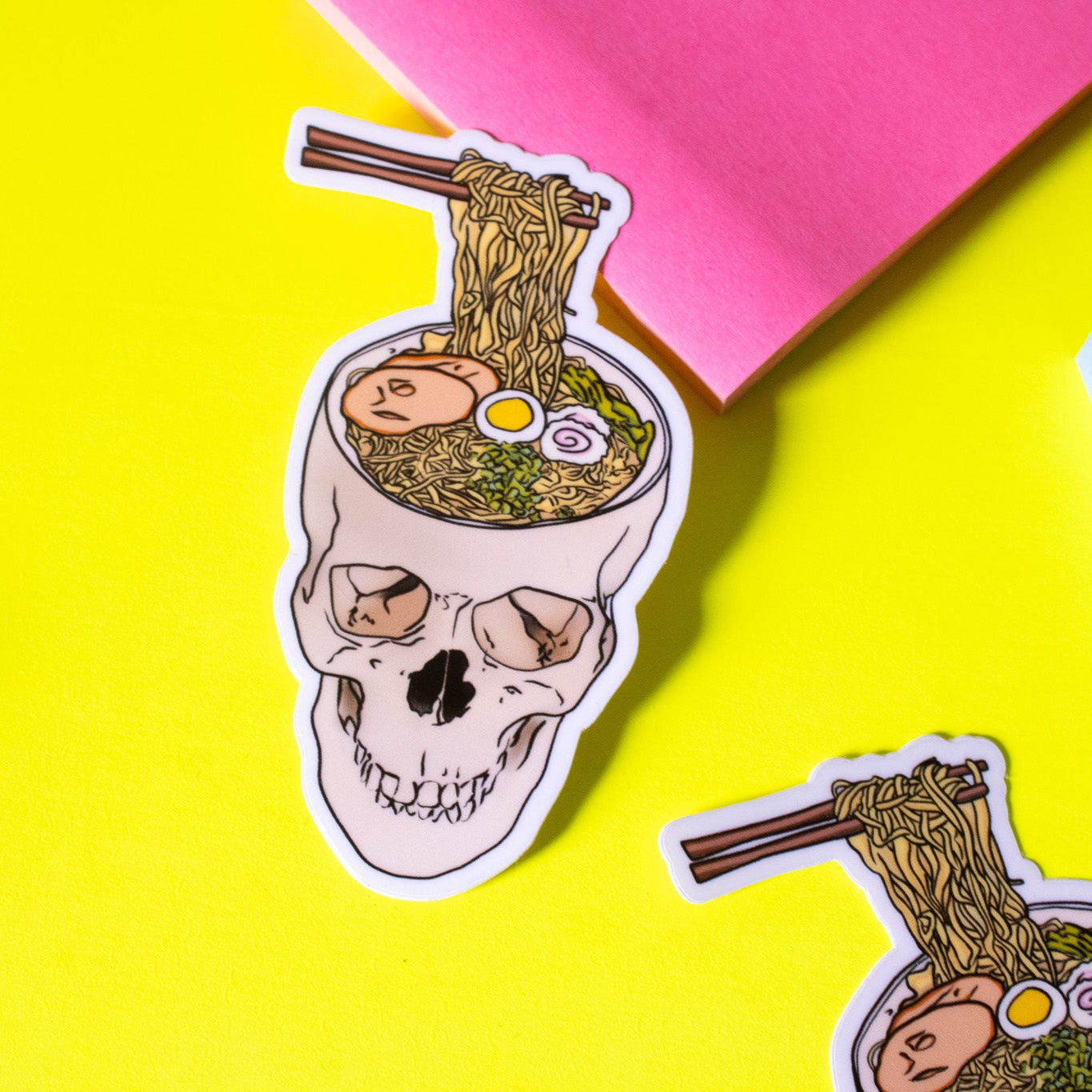 Ramen Noodle Skull Vinyl Sticker