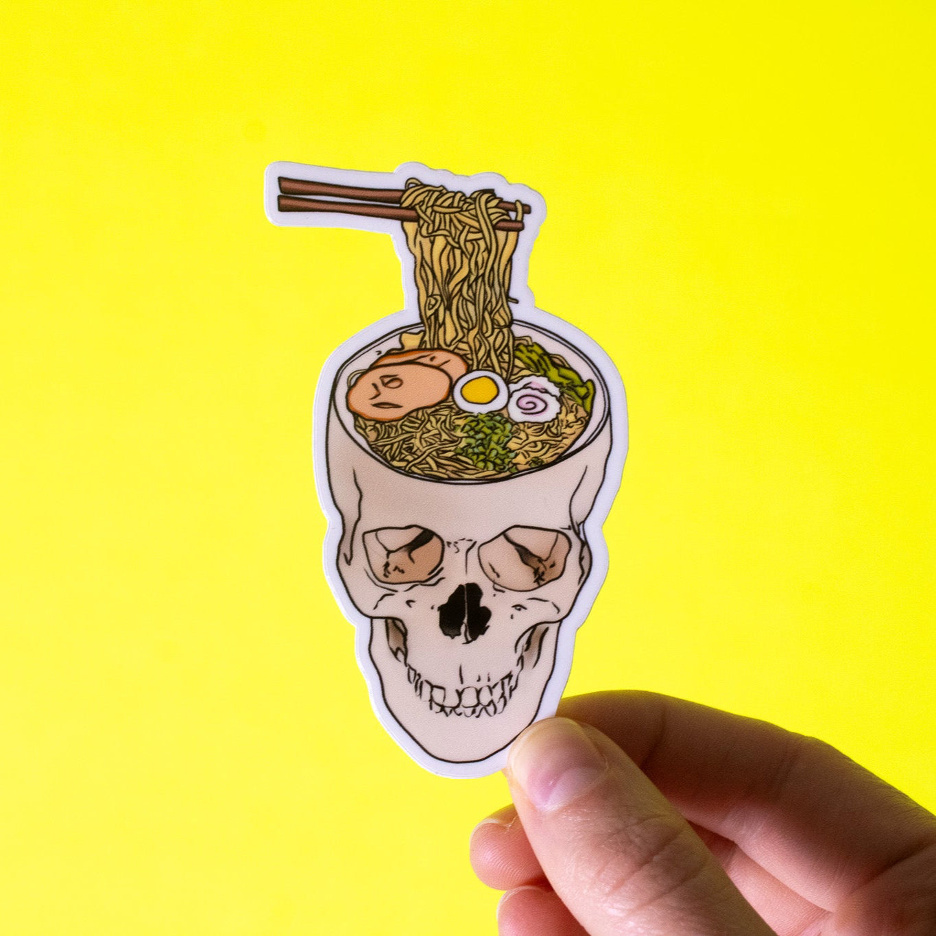Ramen Noodle Skull Vinyl Sticker