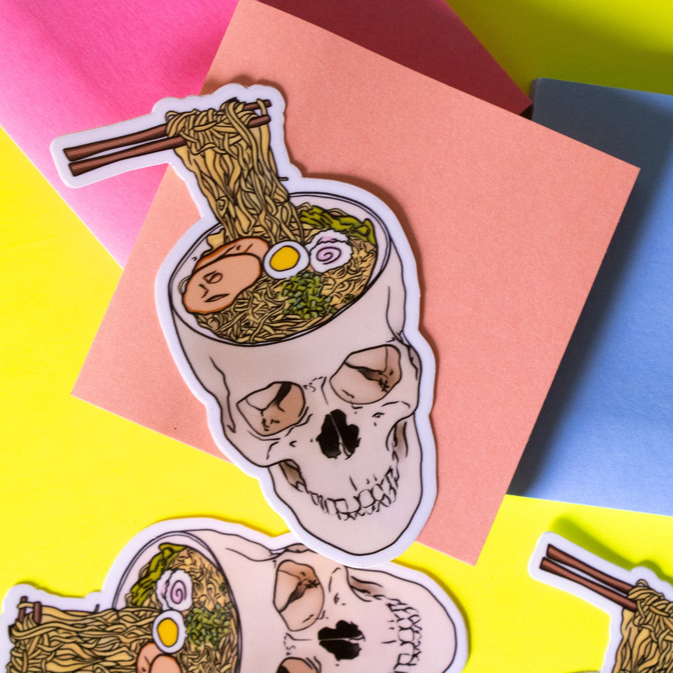 Ramen Noodle Skull Vinyl Sticker