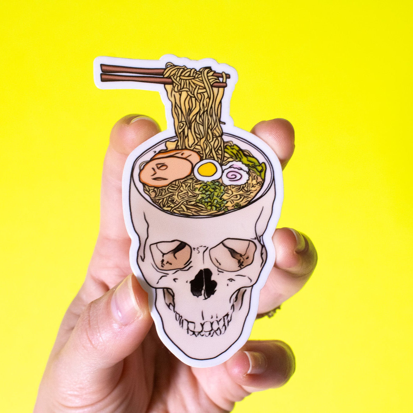 Ramen Noodle Skull Vinyl Sticker