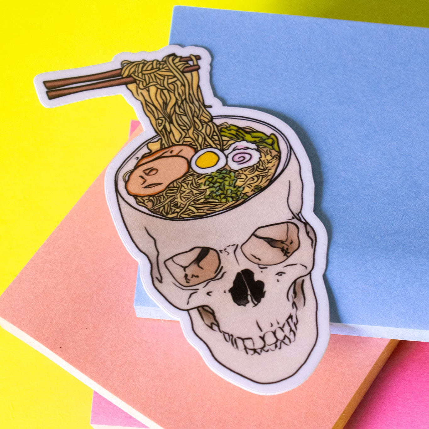 Ramen Noodle Skull Vinyl Sticker