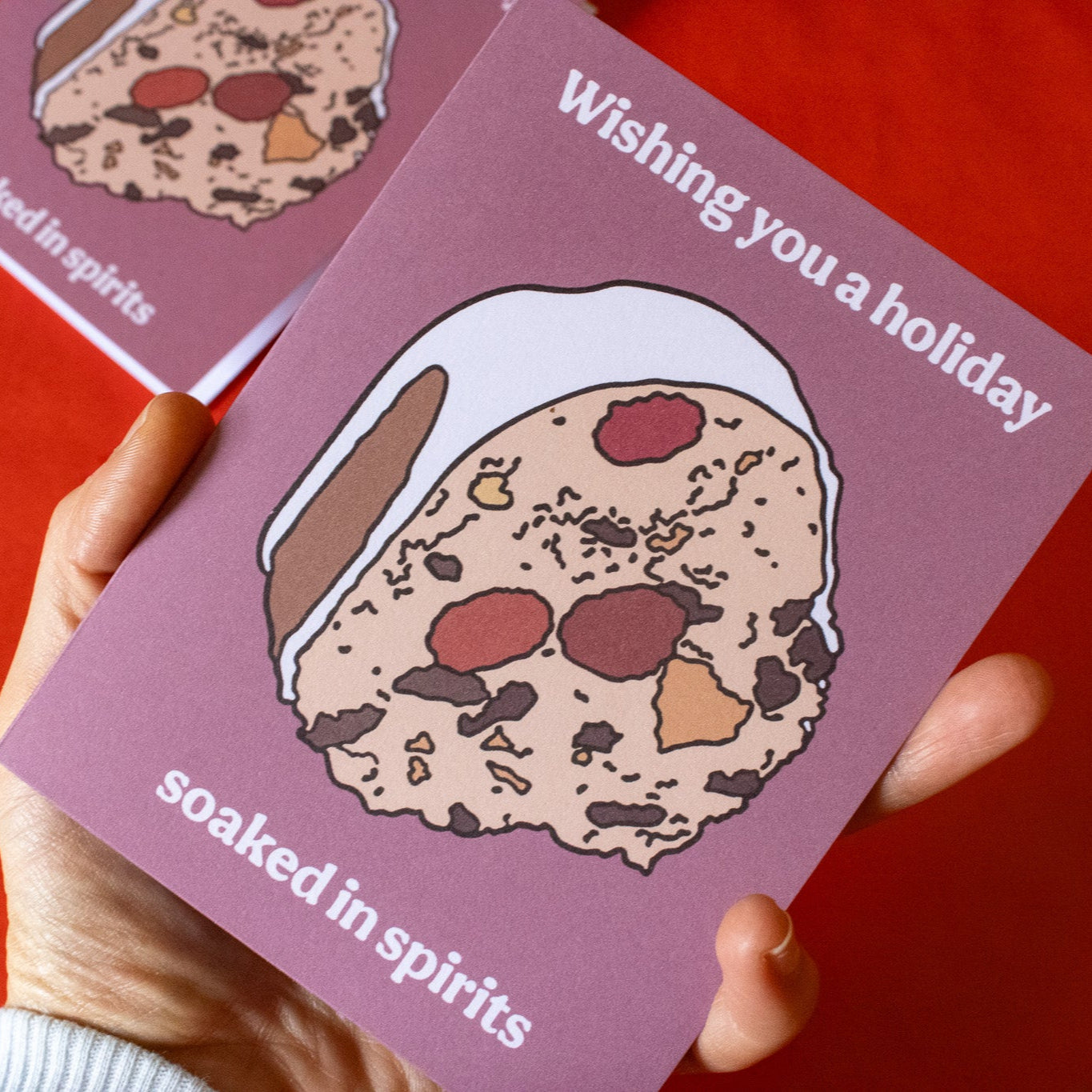Soaked in Spirits Fruitcake Holiday Greeting Card