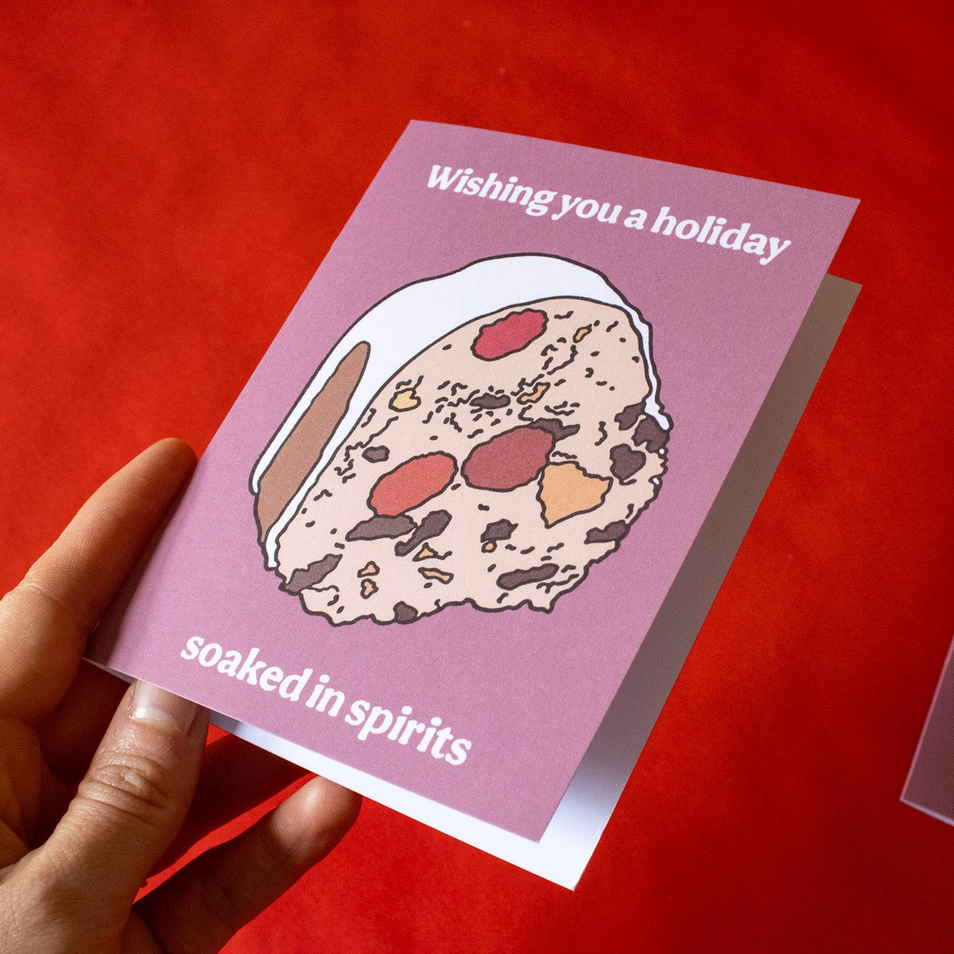 Soaked in Spirits Fruitcake Holiday Greeting Card