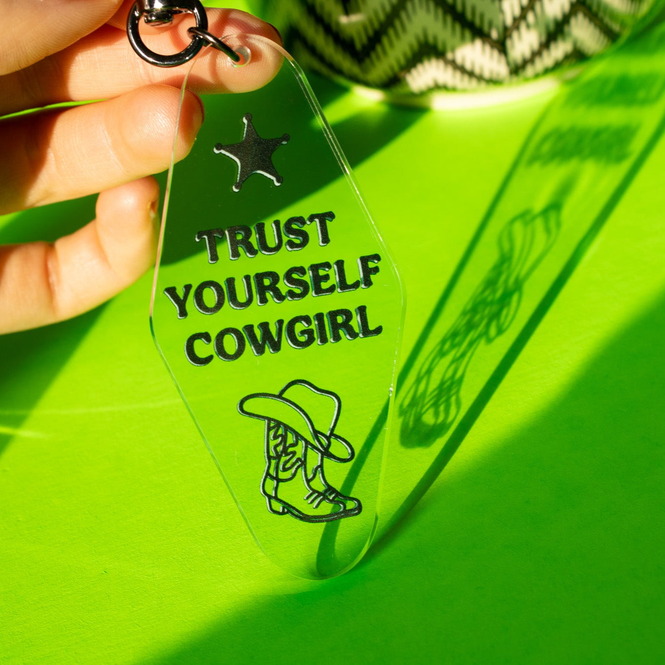 Trust Yourself Cowgirl Motel Keychain