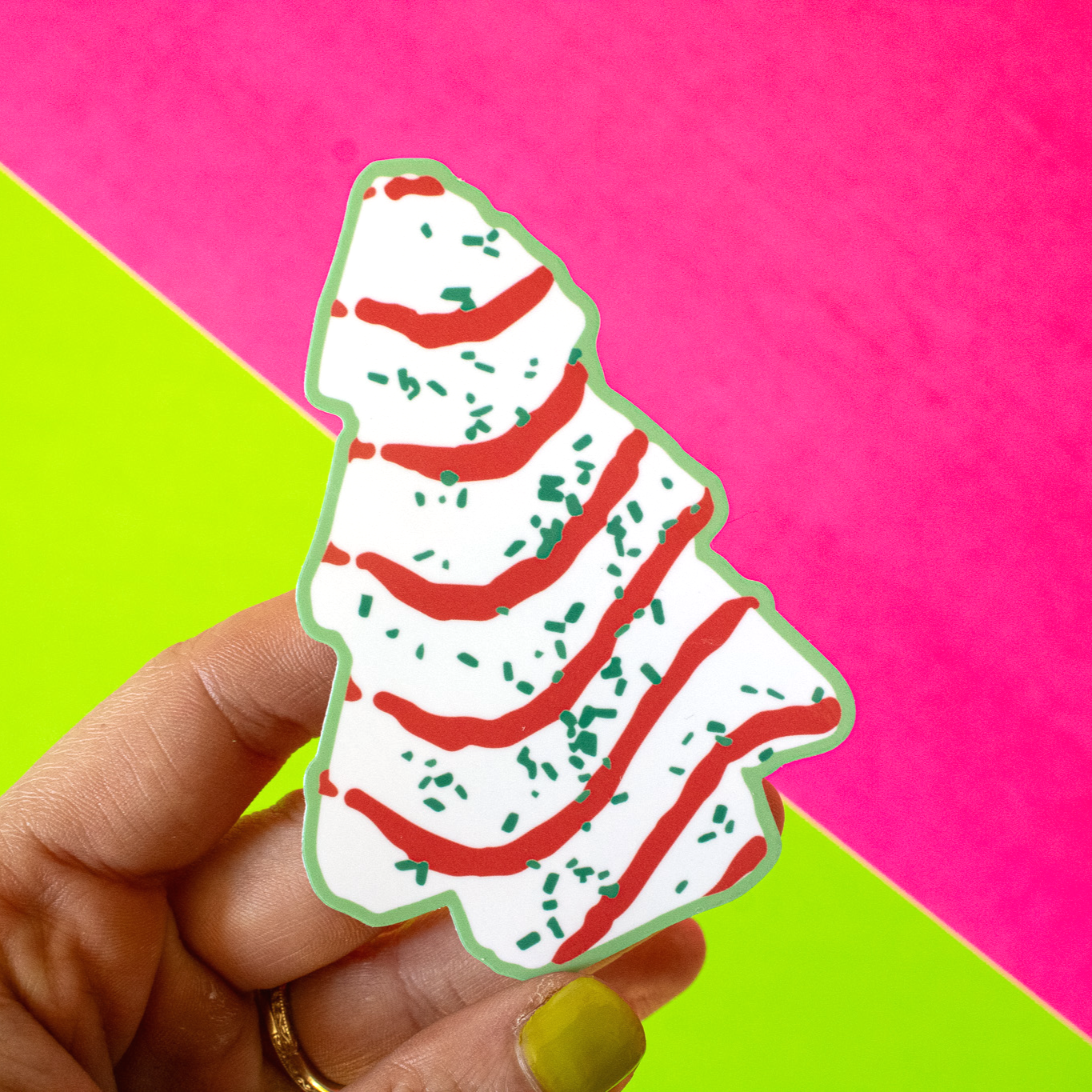 Christmas Tree Cake Vinyl Sticker