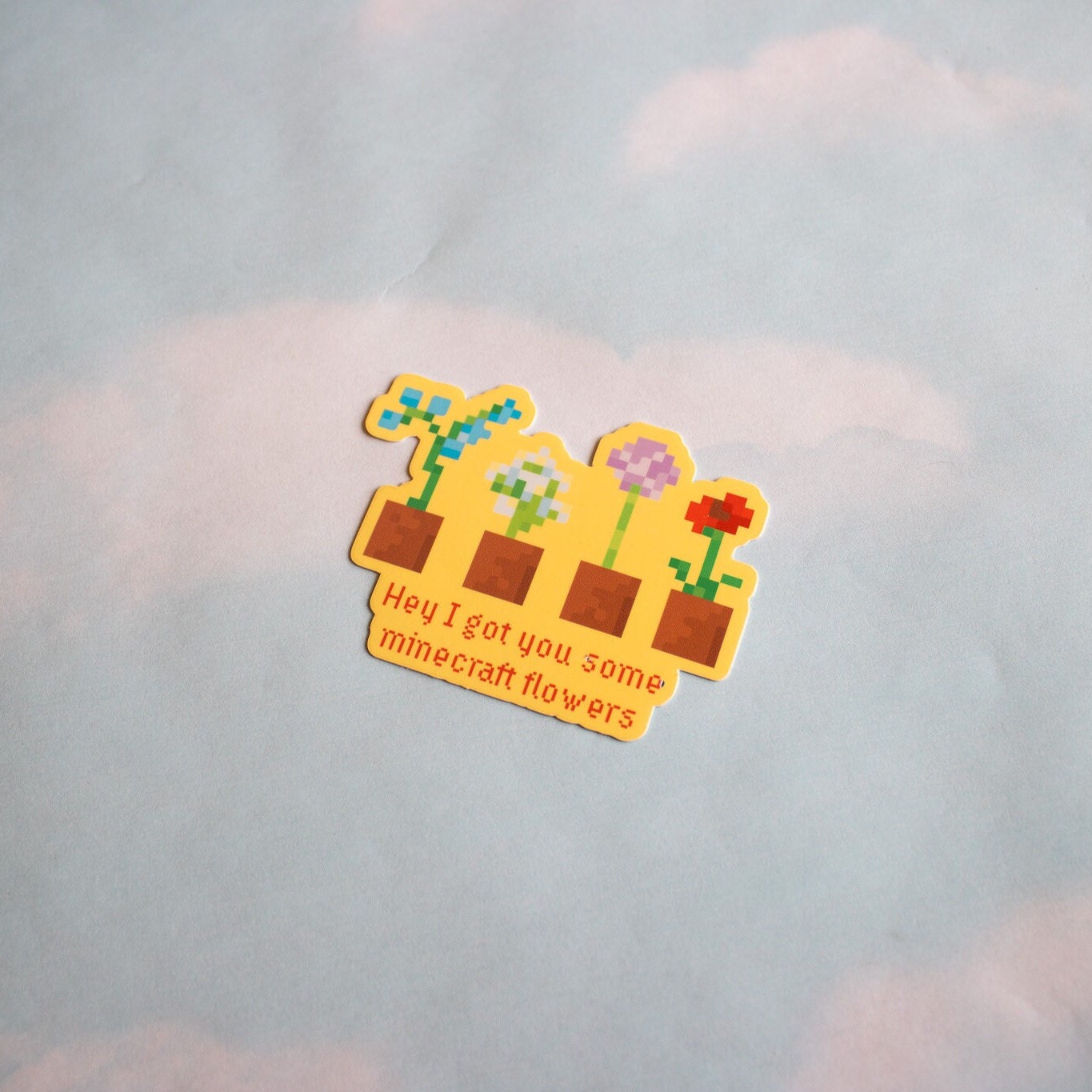 Mine Craft Flowers Sticker