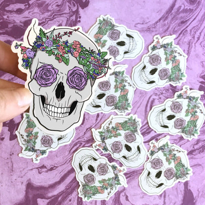 Flower Skull Vinyl Sticker