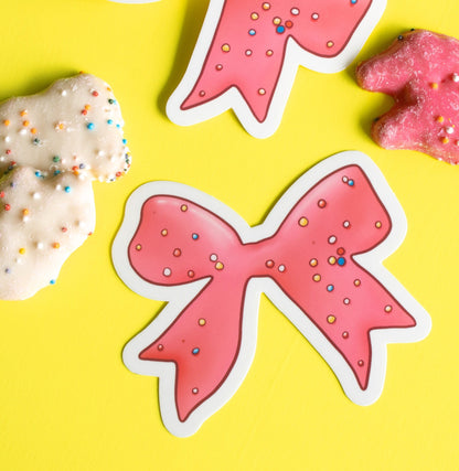 Frosted Animal Cookie Bow Vinyl Sticker