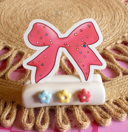 Frosted Animal Cookie Bow Vinyl Sticker