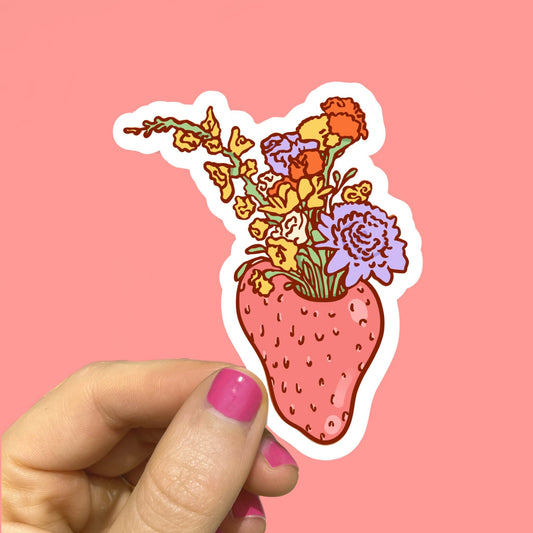 Floral Strawberry Bouquet Vinyl Sticker