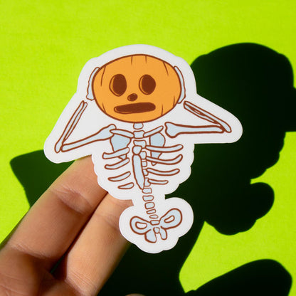 Pumpkin Head Skeleton Vinyl Sticker