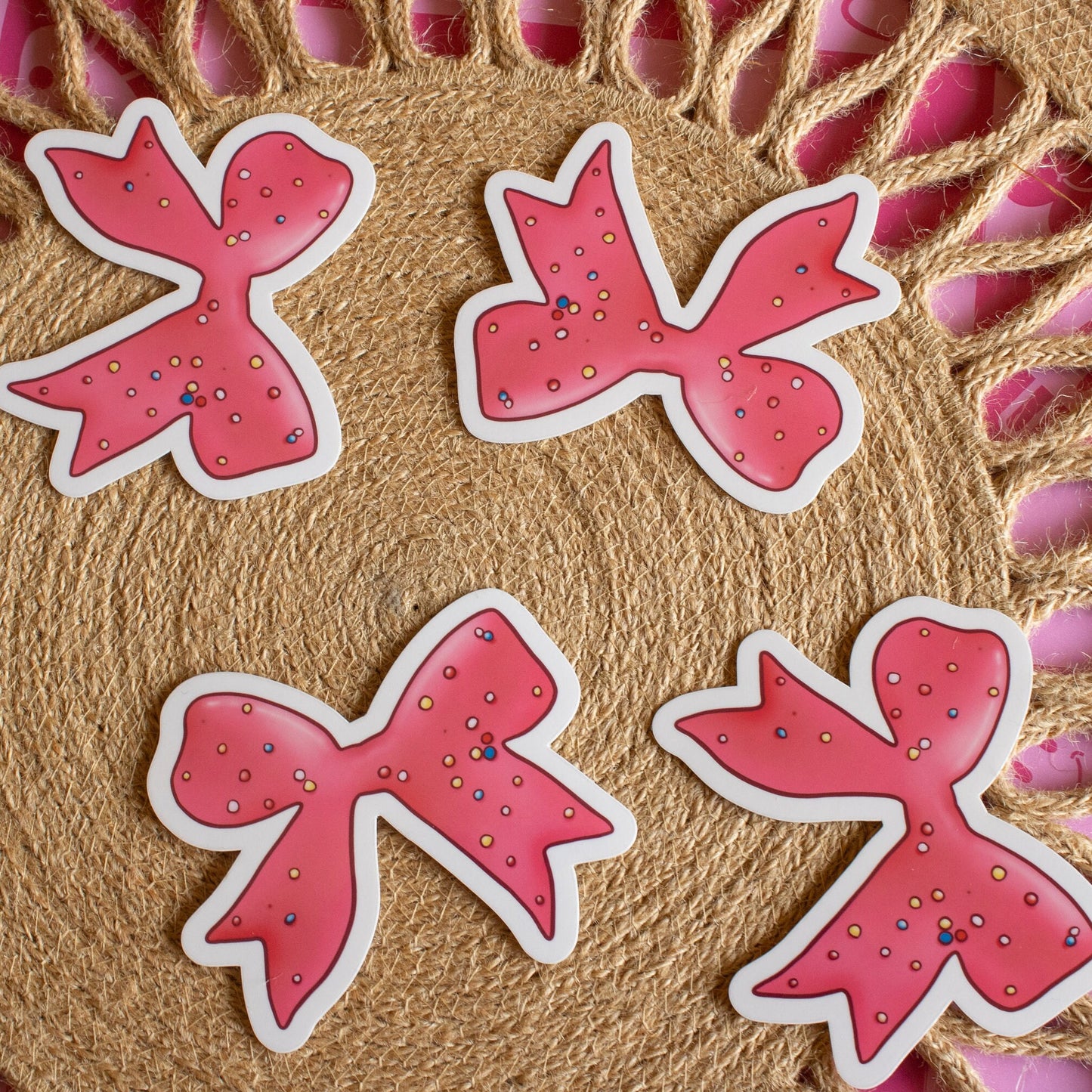 Frosted Animal Cookie Bow Vinyl Sticker