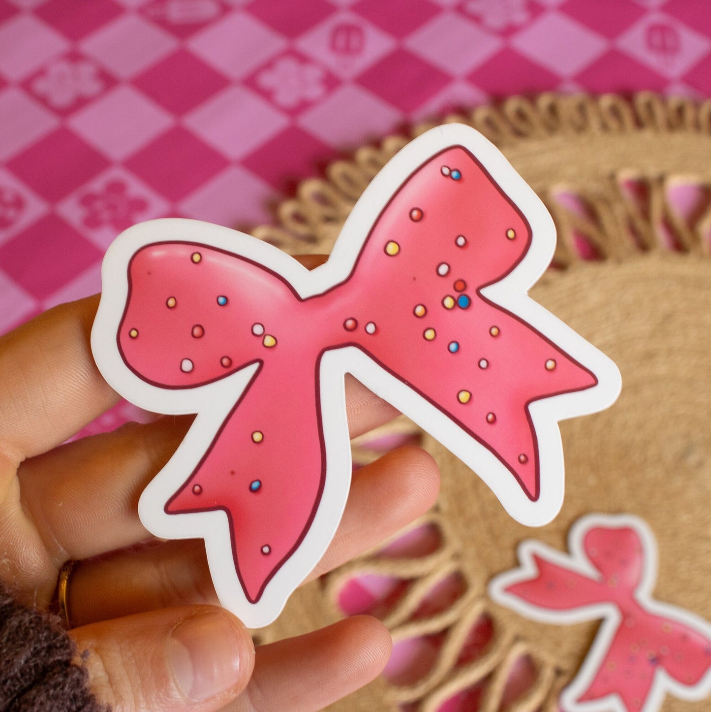 Frosted Animal Cookie Bow Vinyl Sticker