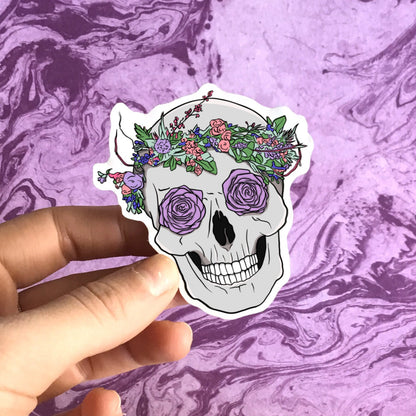 Flower Skull Vinyl Sticker