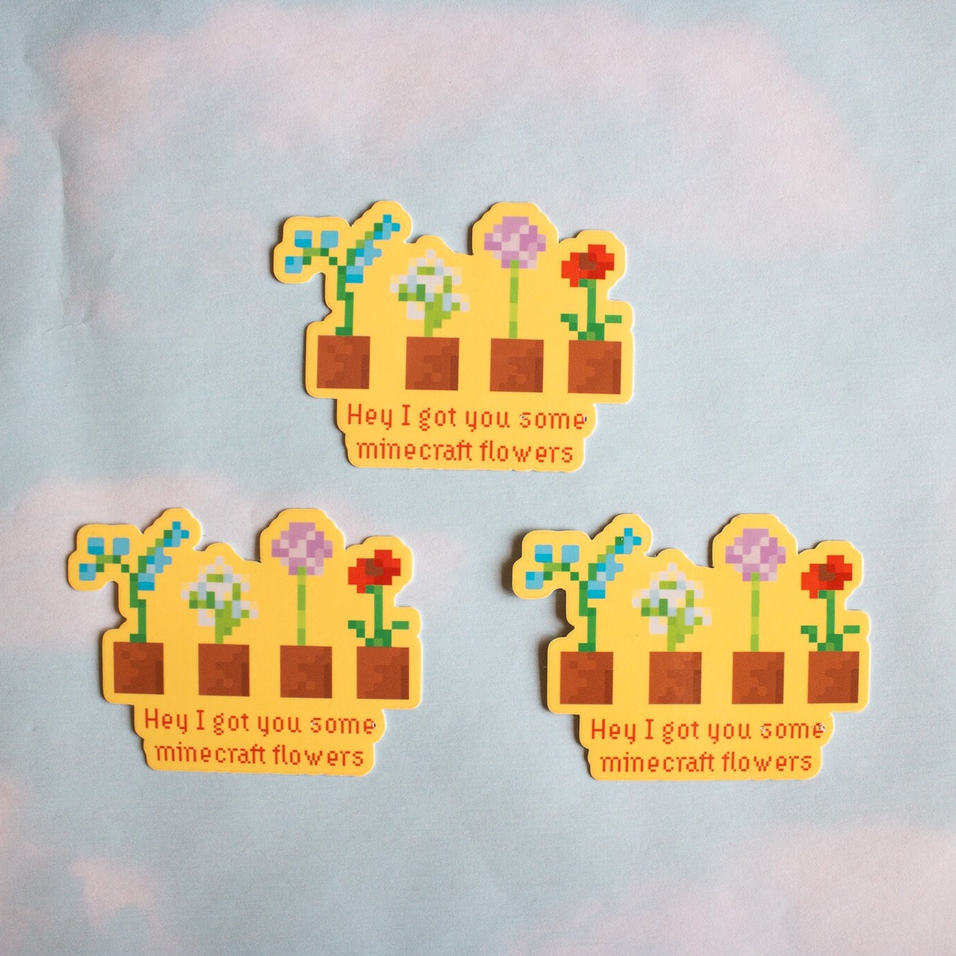 Mine Craft Flowers Sticker