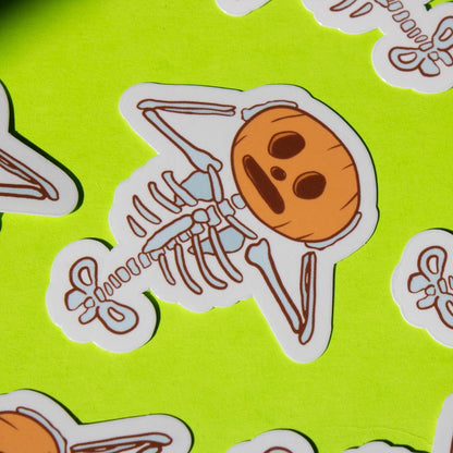 Pumpkin Head Skeleton Vinyl Sticker