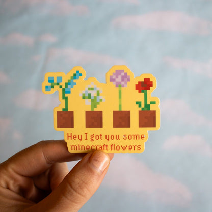 Mine Craft Flowers Sticker