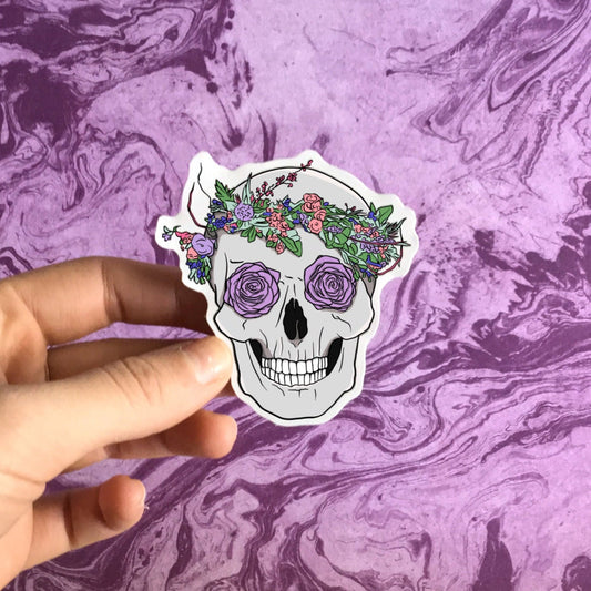 Flower Skull Vinyl Sticker