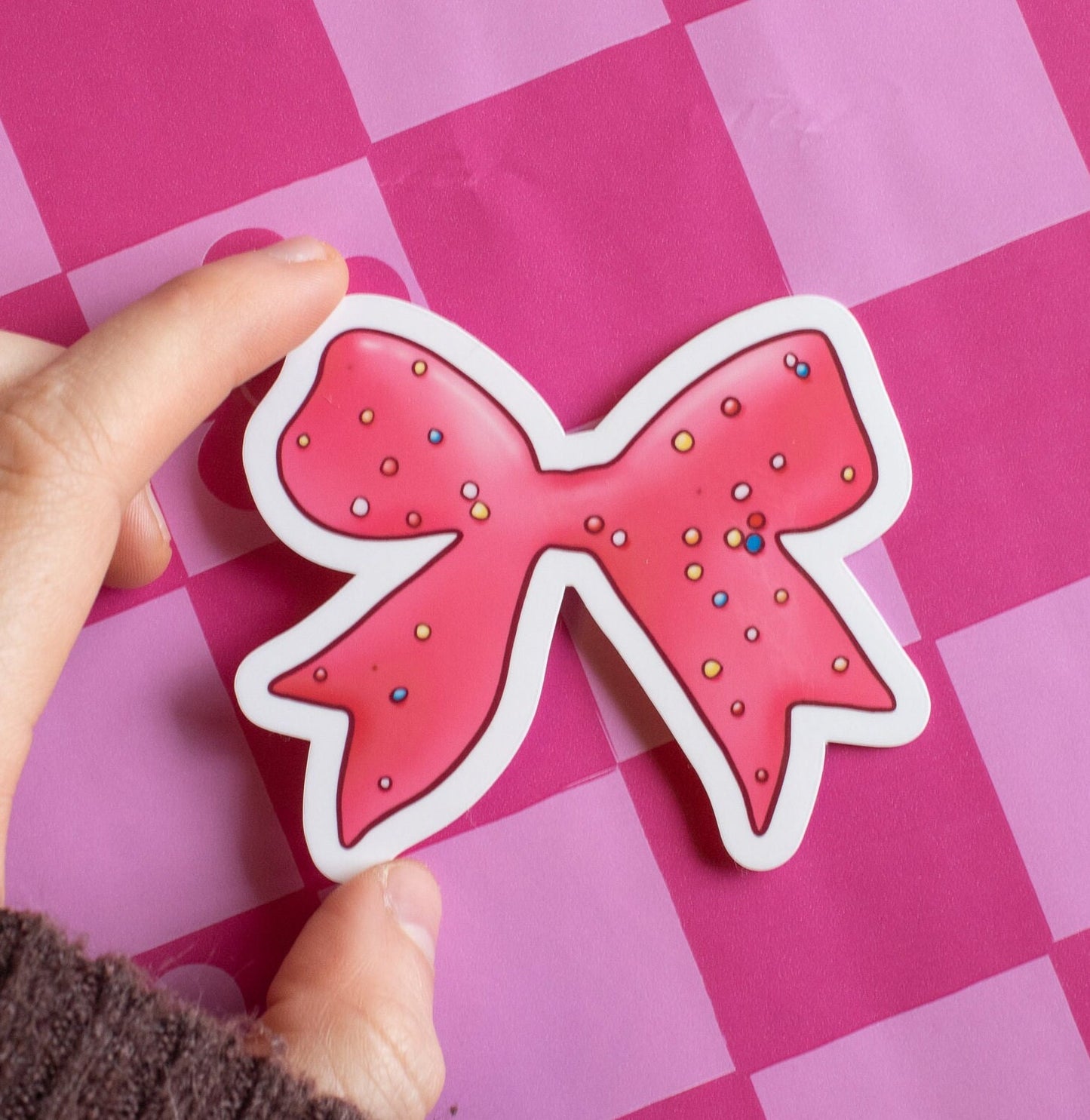 Frosted Animal Cookie Bow Vinyl Sticker