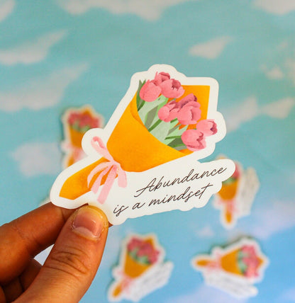 Abundance is a Mindset Tulip Flower Vinyl Sticker