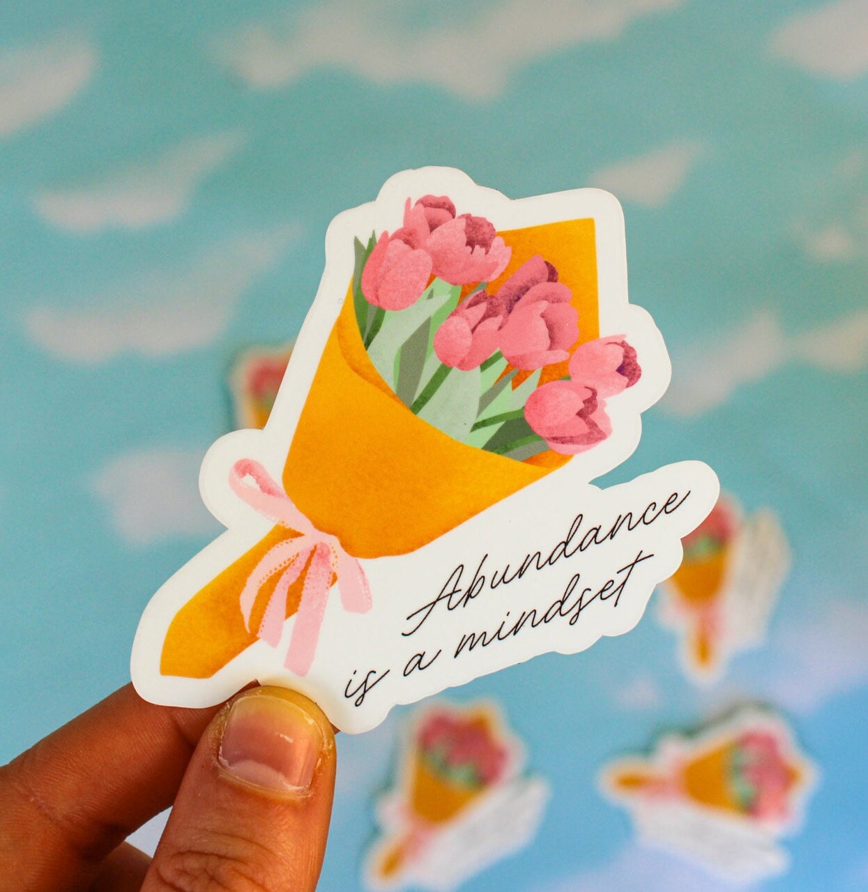 Abundance is a Mindset Tulip Flower Vinyl Sticker