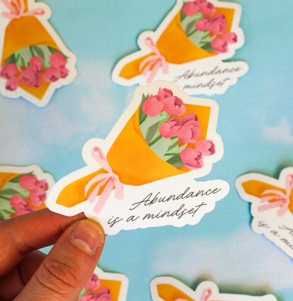 Abundance is a Mindset Tulip Flower Vinyl Sticker