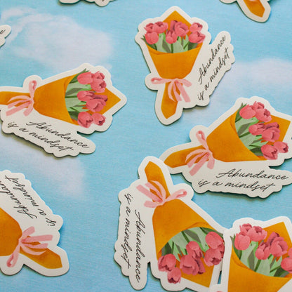 Abundance is a Mindset Tulip Flower Vinyl Sticker