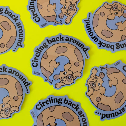 Circling Back Around Weiner Dog Vinyl Sticker